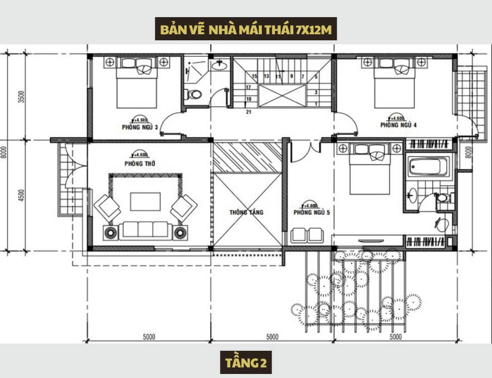 Tổng hợp bản vẽ nhà 2 tầng 7x12m