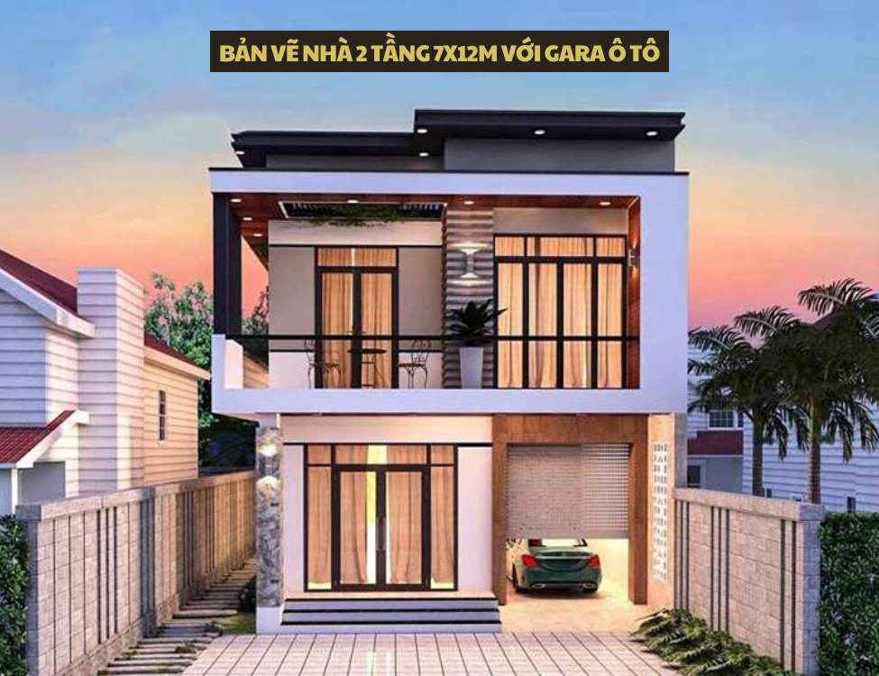 Tổng hợp bản vẽ nhà 2 tầng 7x12m