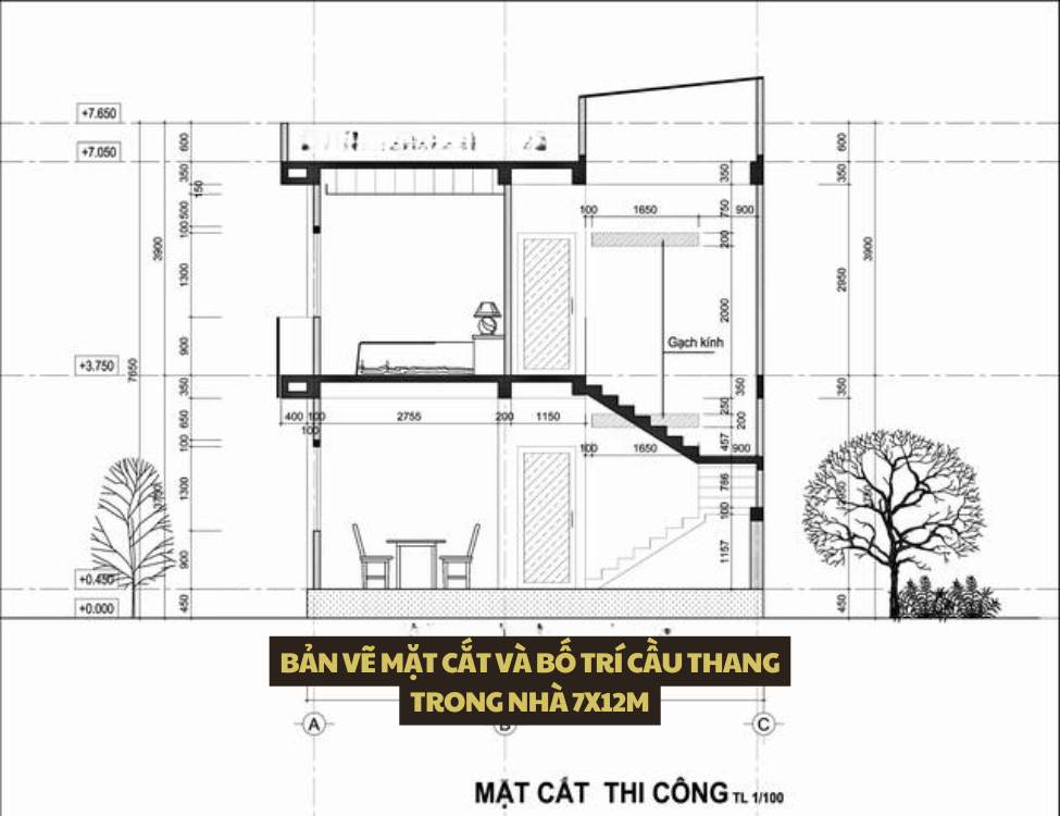 Tổng hợp bản vẽ nhà 2 tầng 7x12m