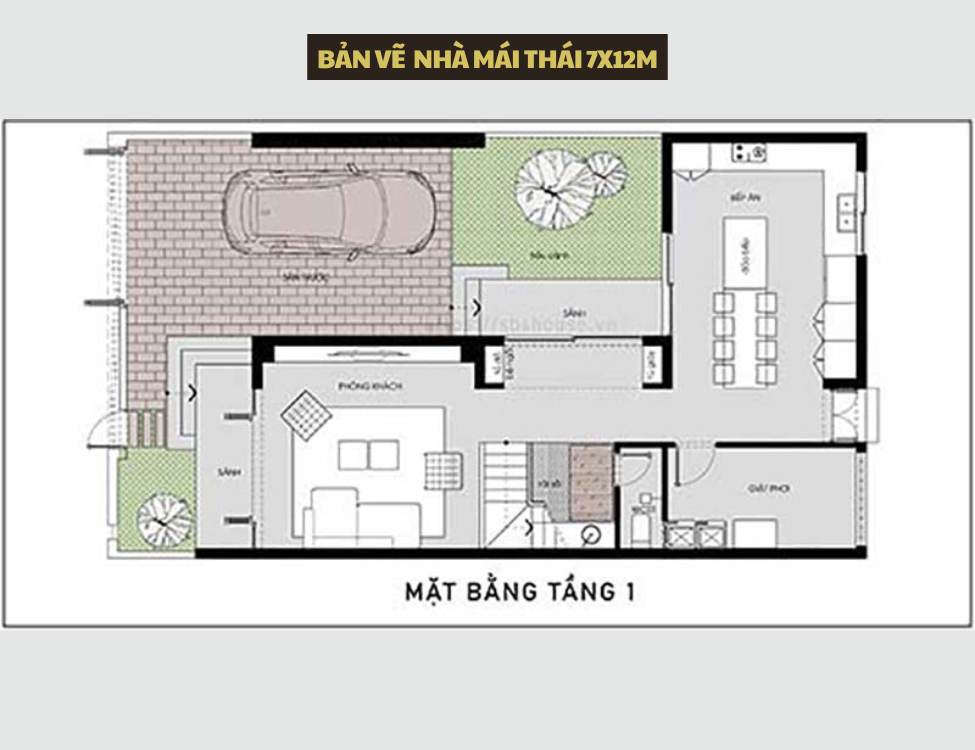Tổng hợp bản vẽ nhà 2 tầng 7x12m