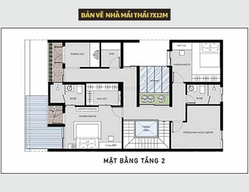 Tổng hợp bản vẽ nhà 2 tầng 7x12m